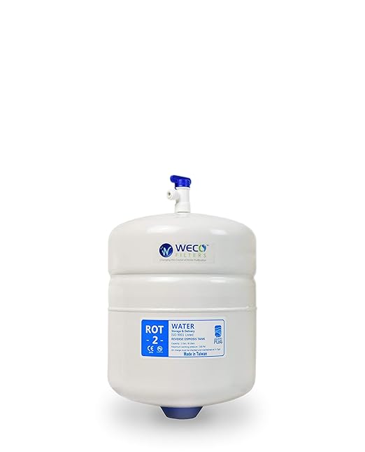 WECO Reverse Osmosis Storage Tank - 2.0 Gal Total Capacity, 1.2 Gal Usable - Pressurized Water Filtration Tank (Rot-2-W)