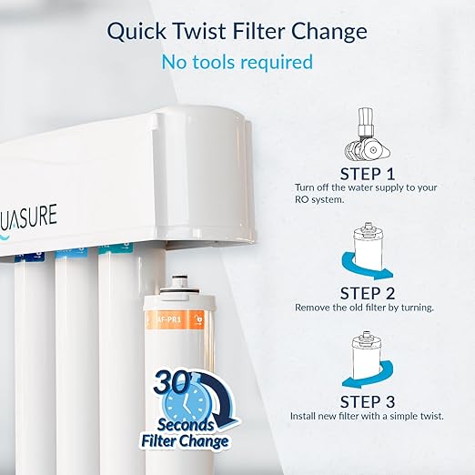 Aquasure Premier 4-Stage RO Reverse Osmosis Under Sink Drinking Water Filtration System | Removes 99% of Contaminants | 75 GPD, Leak-Proof, Quick Change Filters, with Tank & Brushed Nickel Faucet