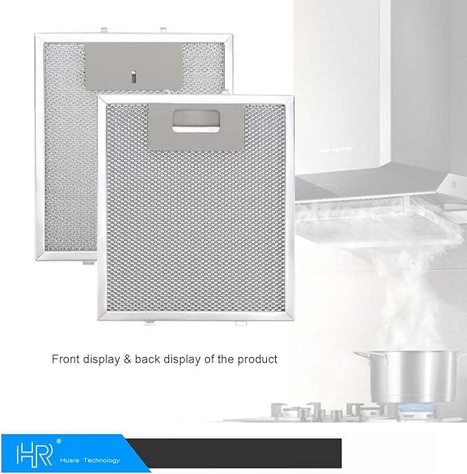 W10915369 Range Hood Filter Replacement, Compatible with Whirlpool,Kitchen Aid, Jenn Air, 3-Layer Aluminum Mesh Grease Filter 8.75X7.5Inch, Huare Aluminum Range Hood Vent Filters, 2Pcs