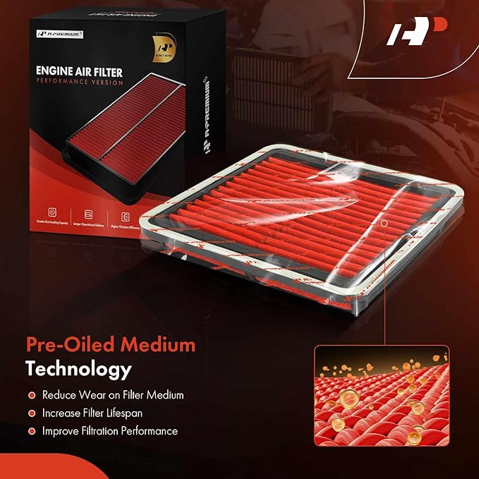 A-Premium High-performance, Pre-oiled Engine Air Filter Compatible with Subaru Models - Forester 2009-2018, Impreza 2008-2016, Legacy 2005-2019, Outback 2005-2019, Tribeca 2008-2014, WRX, XV Crosstrek