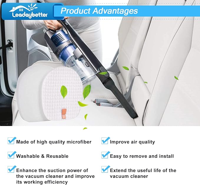 Leadaybetter Filter Replacement for Shark Rocket Pet Pro IX140 IX141 IX142 IZ140 IZ141C IZ142 IZ162H IZ362H IZ363HT IZ440H IZ462H IZ482H IZ483H UZ145 Cordless Stick Filters, Comapre to Part # 617FJ140