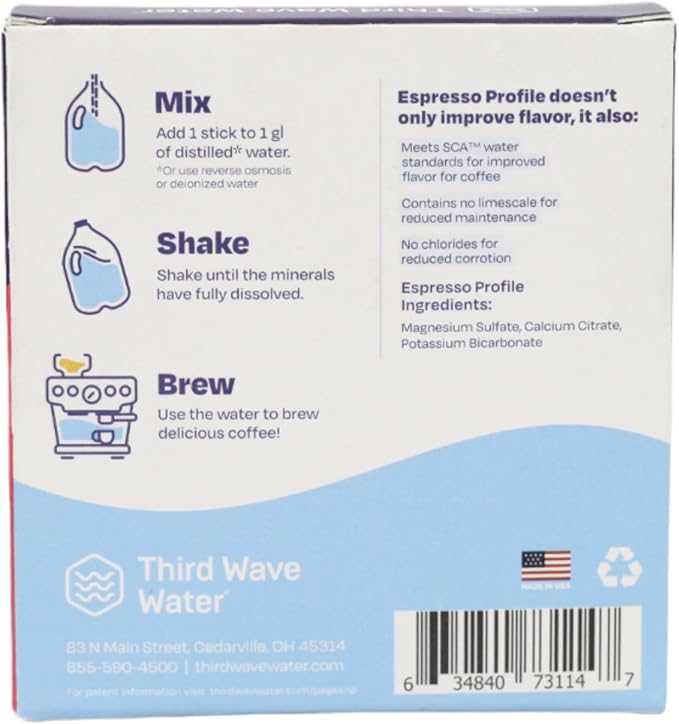 Third Wave Water Mineral Enhanced Flavor Optimizing Coffee Brewing Water, Espresso Profile, 0.635 oz