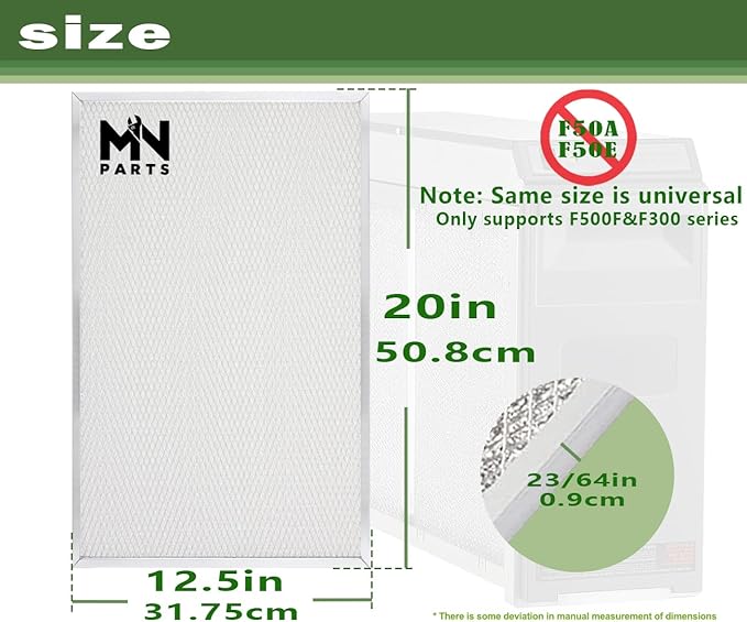 Upgraded 50000293-004 Post Filter Replacement for Honey in Well Cleaner F300 F50F 20" X 12.5" Electronic Air Filter For the F300E F300A F50F F58F 2 Packs