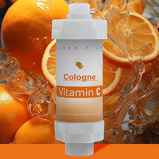 Vitamin C Shower Filter for Hard Water Bathroom Accessories Water Filter Replacement Cartridge Remove Chlorine Fluoride Heavy Metals Improves Skin Condition Protects Hair Cologne Scent