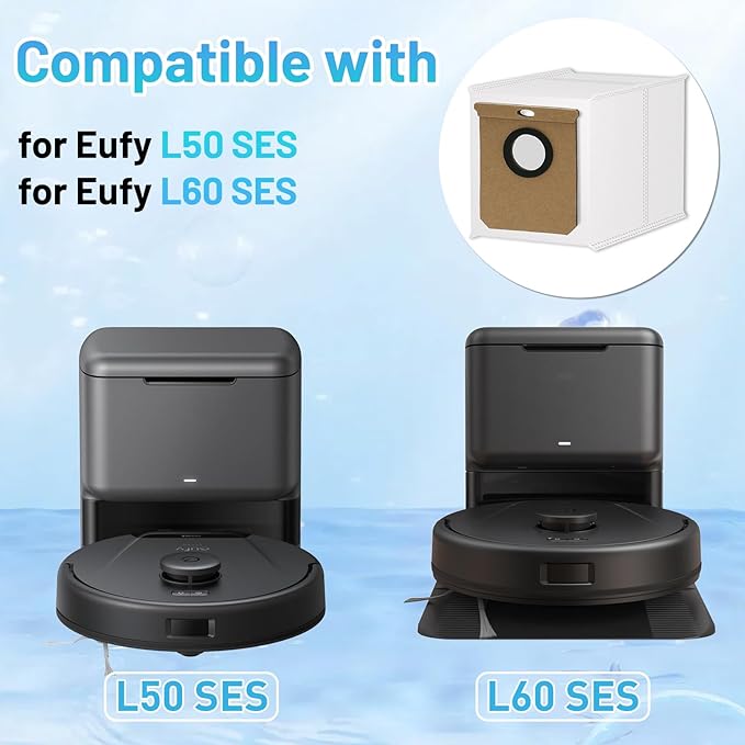 16 Pack L60 SES Replacement Vacuum Dust Bags Compatible with Eufy L60/L50 Series Robot Vacuum with Self Empty Station, 2.5L Replacement Bags for Eufy L60 Robot Vac-uum
