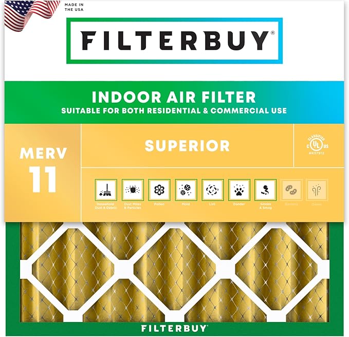 Filterbuy 24x24x4 Air Filter MERV 11 Superior Pet & Allergy Defense (1-Pack), Electrostatic Pleated HVAC AC Furnace Filters Replacement (Actual Size: 23.38 x 23.38 x 3.63)
