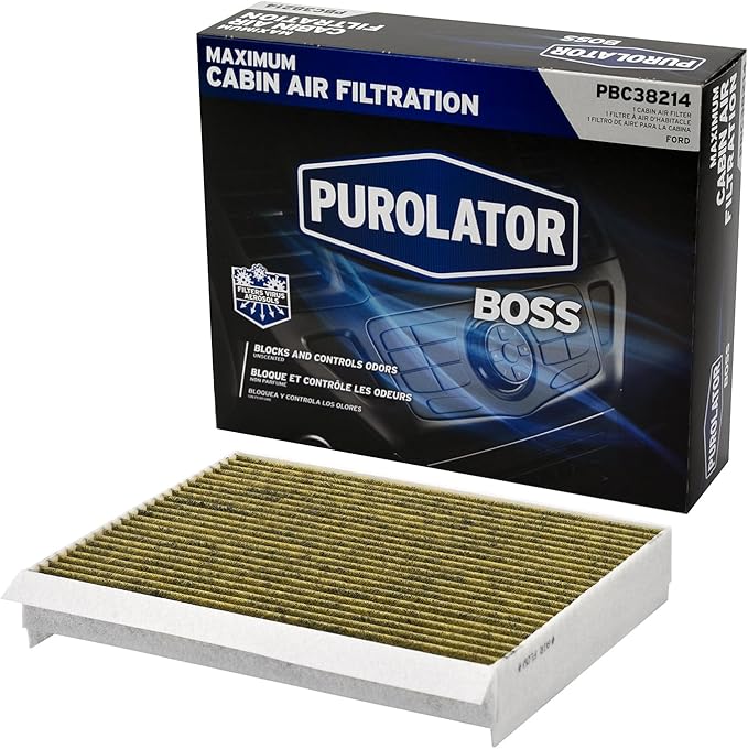 Purolator PBC38214 PurolatorBOSS Automotive Cabin Air Filter with Activated Carbon, Car & Truck Passenger Compartment OEM Filter Replacement for Ford F-150, F-250, Expedition and more