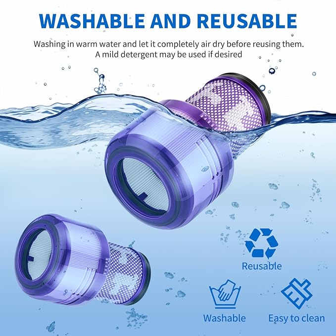 V12 Filter Replacements for Dyson V12 Detect Slim, Detect Slim Animal, Slim+ Cordless Vacuum and V12 Slim Absolute Vacuums, SV34, SV35 Vacuums Filter Replacement, Compare to Part 971517-01, 3 Pack