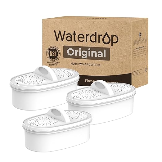 [Original] Waterdrop WD-PF-01A Plus NSF Certified Replacement Filters for All Waterdrop Pitcher and Dispenser Filtration System, Reduces Lead, PFAS, PFOA/PFOS, Last Up to 200 Gallons (3 Packs)