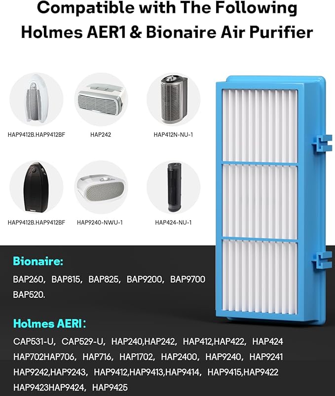 Leemone Aller-gen Remover Aer1 Filter Replacement for Holmes Air Puri-fiers, 1 True HEPA Filters + 2 Carbon Booster Filters, HAPF300AP-U4