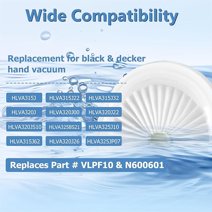 VLPF10 Replacement Filters Compatible with Black and Decker Dustbuster Hand Vacuum Model HLVA315J HLVA320J00 N575266 by Funmit (6 Pack)