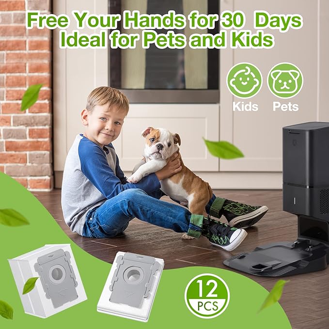20 Pack Vacuum Bags, Effective Dust Filtration,Compatible with iRobot Roomba i& s & j Series, for i3+, i4+, i5+, i6+,J6+, i7, i7+(7550) j7, j7+, i8+, J8+, J9+, s9+ Automatic Dirt Disposal Bags