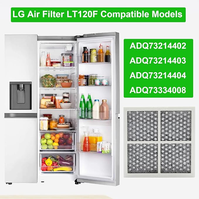 LT120F Refrigerator Air Filter Replacement for LG LT120F, and Kenmore Elite 469918, 9918, 795, Carbon Fridge Filters for LG ADQ73214402, ADQ73214403, ADQ73214404, ADQ73334008, LMXS30776S-8 Pack