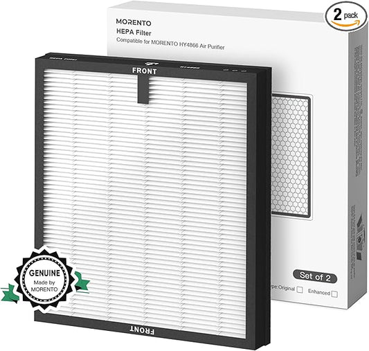 MORENTO 2 Pack HY4866 Genuine Air Purifier Replacement Filter for HY4866 Air Purifier, Original Version