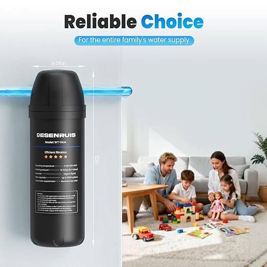 Under Sink Water Filter, House Faucet Water Filter for Kitchen Sink, Under Counter Direct Connect to Kitchen Faucet, Reduces 99% Chlorine, Bad Taste & Odor, 10000 Gallons, by DESENRUIS