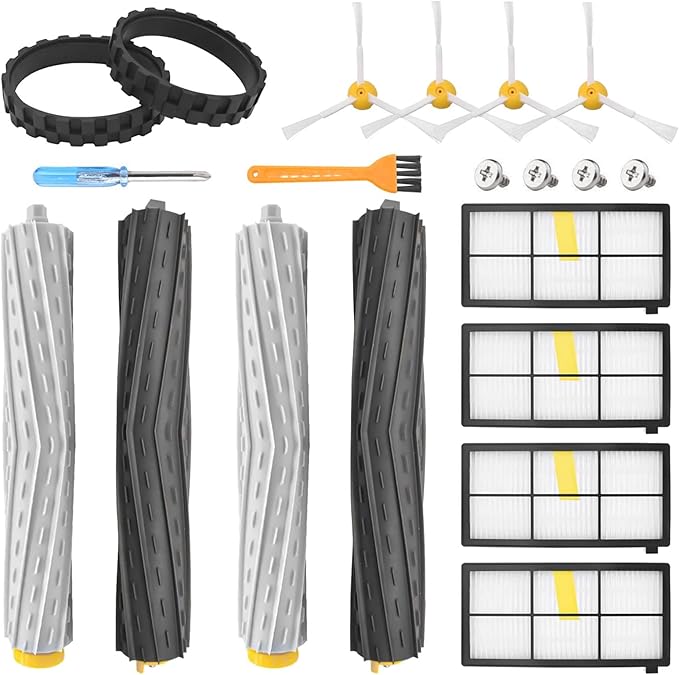 Replacement Accessory for iRobot Roomba 800 900 Series 805 860 870 871 880 890 960 980 Vacuum Accessories, Replacement Parts with 4 Roller Brushes,2 Tires,4 Filters,4 Side Brushes & Screws