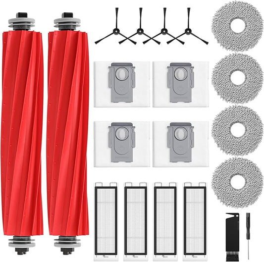 20 Pack Replacement Parts for Q Revo Robot Vacuum Cleaner Accessory Replacement Kits (2 Rolling Brushes + 4 HEPA Filters + 4 Dust Bags + 4 Mop Pads + 4 Side Brushes)
