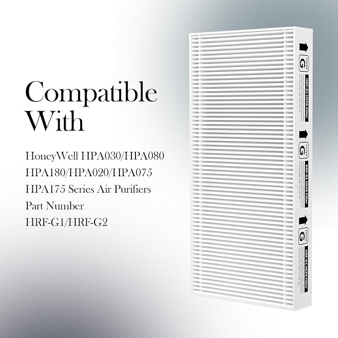 6-Pack HRF-G Replacement Filter Compatible with Honey-well HPA030/HPA080/HPA180/HPA020/HPA075/HPA175 Series Purifiers Filter G, Part Number HRF-G1/HRF-G2