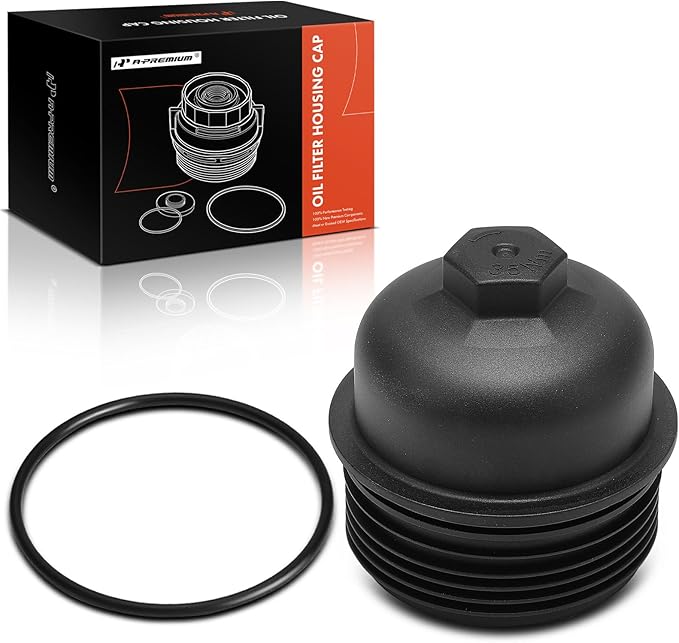A-Premium Oil Filter Housing Cap Assembly Compatible with Kia Sorento 2011-2018, Sedona 2015-2018, Cadenza 2014-2016 & Santa Fe 2010-2018, Santa Fe XL 2013-2019, Azera, 3.3L 3.5L, 263503CAB1