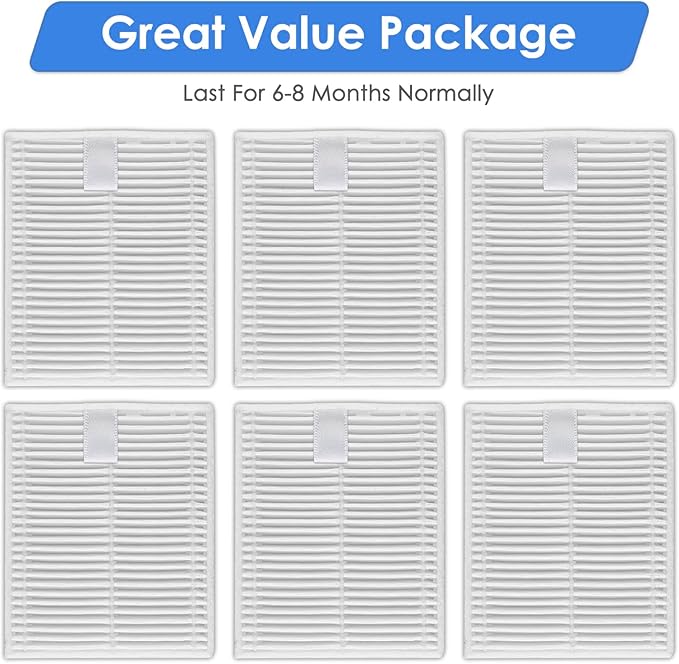 (6 Pack) Q7 M5/ M5+ Replacement HEPA Filters Compatible with Roborock Q7 L5/ Q7 L5+ Robot Vacuum, Accessories Kit, Upright Filter, Vacuum Filters, Canister Filters