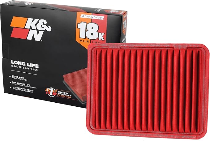 K&N Engine Air Filter: Long Life 18,000 Mile Replacement Air Filter: Compatible with 2005-2019 Toyota Tacoma L4 2.7L, KNA-2306