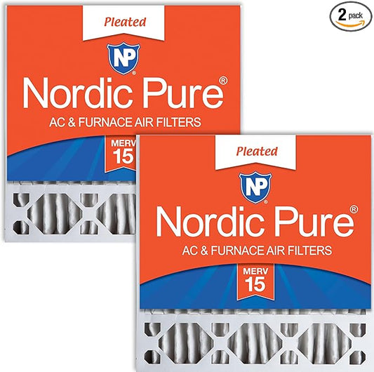 Nordic Pure 20x20x5 (Actual Size: 19 5/8 x 19 7/8 x 4 3/8) Honeywell/Lennox Replacement MERV 15 Air Filters 2 Pack