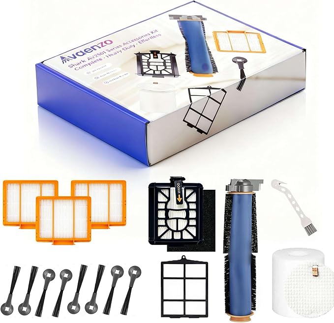 Replacement Parts Compatible with Shark AV2511AE AV2501S AV2610WA AV2501AE RV2502AE RV2610WA RV2520 AV2510 Accessories Kit with Main Brush,Filters,Foam Filters,Primary Filter,Side Brushes