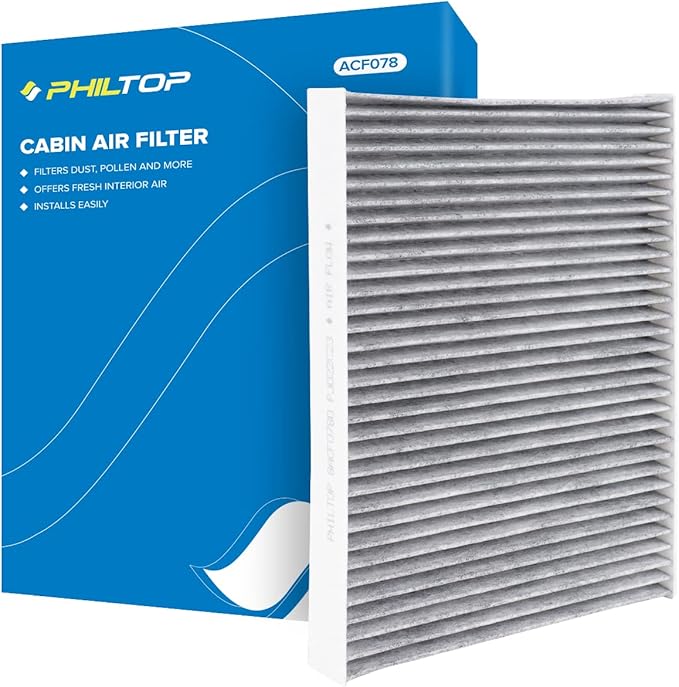 PHILTOP Cabin Air Filter w/Activated Carbon, Compatible with CF11664 Kia Sorento 2011-2015, Hyundai Santa Fe 2009-2011, Premium ACF078 Cabin Filter with Activated Carbon Clean Airflow