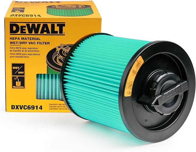 DEWALT HEPA Vacuum Filter Replacement DXVC6914, Fit for 6-16 Gallon Wet Dry Vacuum Cleaner, Compatible with DXV06P, DXV09P, DXV09PA, DXV10P, DXV10PL, DXV10S, DXV10SA, DXV10SB, DXV12P, DXV14P, DXV16P