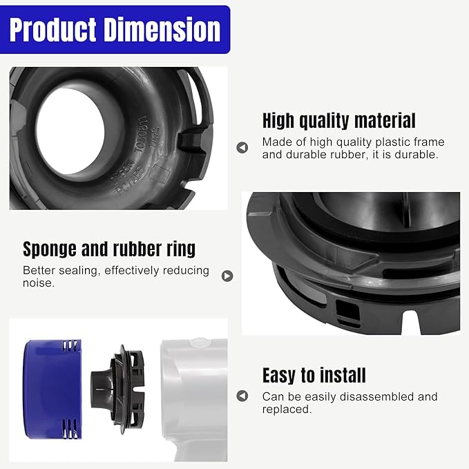 Motor Rear Cover & Rear Filter Kit Replacemnet for Dyson V7 V8 Vacuum Cleaner Accessories, 1 Rear Cover, 1 Rear Filter