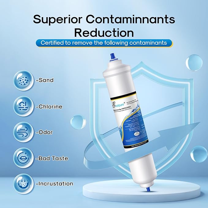 EXCELPURE GXRTDR Inline Water Filter Replacement for GE GXRTDR, Samsung HAFEX/EXP, DA29-10105J, Whirlpool WHKF-IMTO, RWF0300A Filter For Refrigerator, IceMaker, RVs, Marines, NSF Certified, 2 PACK
