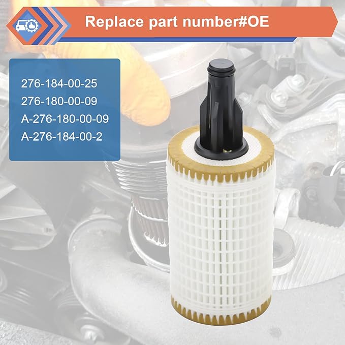 2 Pcs Engine Oil Filter Compatible With Mercedes-Benz Vehicle C, CLS, E, CLE, S, ML, SL Series, Replace #2761800009, HU7025z, OX814D, L394