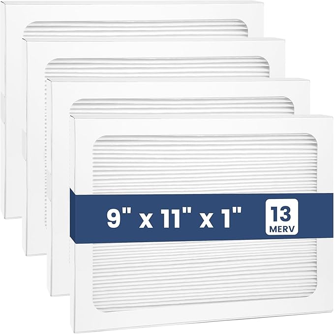 4 Pack 9 x 11 x 1 MERV 13 Replacement Dehumidifier Filter Compatible with Santa Fe Compact70, Ultra70, Element, Compact2, UA 65H Dehumidifier Models