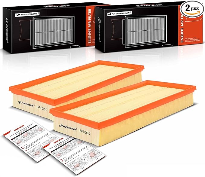 A-Premium 2-PC Engine Air Filter Compatible with Land Rover Discovery, LR4, Range Rover, 2010-2022, Flexible Panel