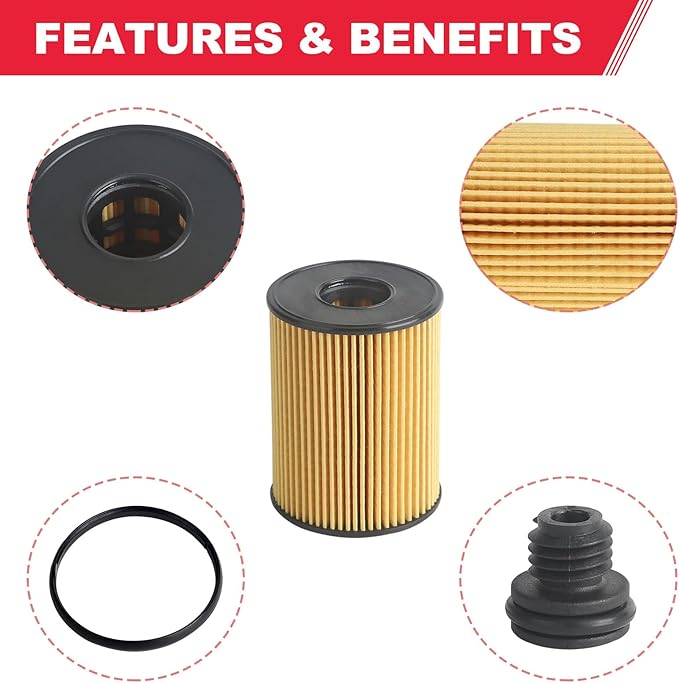 26350-2S000 Oil Filter Fits for 2020-2023 Hyundai Tucson Sonata Santa Kia Sorento K5 2.5L Engine Replaces# 263502S000 (2 Pcs)