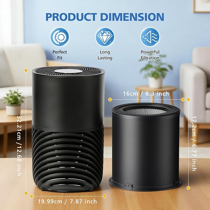130i Replacement Filter Compatible with Puro 130i Air Purifier for Home Bedroom Pets, for 99.9% Smoke Pollen Dust Odors and Common Household Pollutants, 2 Pack