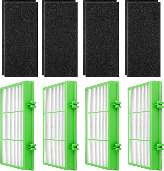 HAPF30AT Filter Replacement for Holmes AER1 Filter Replacement, Compatible with HAPF300AH-U4R and HAP242-NU, Funmit 4 Filters & 8 Activated Carbon Pre-Filters, Green