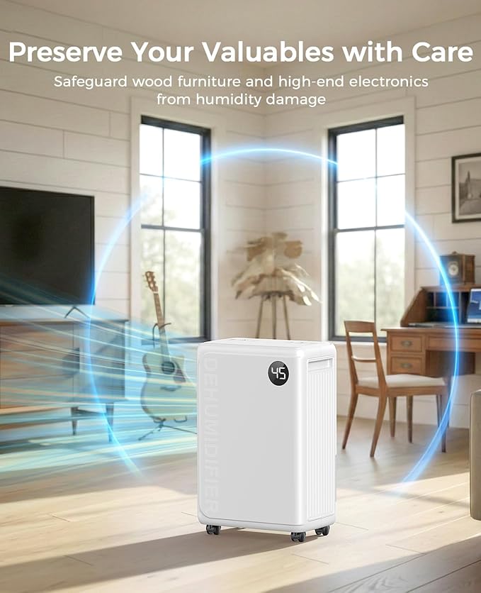 32 Pint Dehumidifier for Basement, 2500 sq.ft Dehumidifiers for Home with Drain Hose, 3 Modes, Auto Defrost, 24H Timer, Quiet Smart Humidity Control for Large Room, Bedroom, Bathroom, RV
