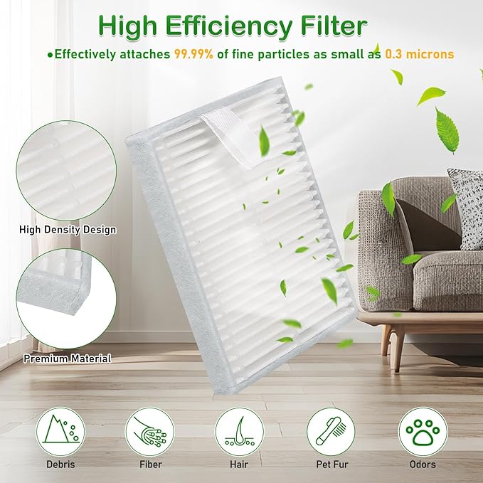Y0140 Replacement Parts Accessories Compatible with iRobot Roomba 104/105 Combo, Y0110, Y0112, Roomba Essential Vac 2 Q0520, Q0120, 2 Roller Brush, 6 Hepa Filters, 8 Side Brush, 1 Cleaning Brushes