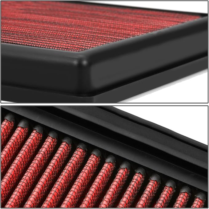DNA Motoring AFPN-058-RD Clean Air Washable Drop In Panel Air Filter Enhance Engine Performance Power & Acceleration Improve [Compatible with 09-13 Toyota Matrix Venza / 07-11 Camry 6]