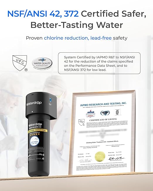 Waterdrop 10UB-CM Under Sink Water Filter (Include: System+ 𝐅𝐚𝐮𝐜𝐞𝐭) for 99% Chloramine Reduce- Ideal for California, Florida and Washington- NSF/ANSI 42 Certified- 𝐰𝐢𝐭𝐡 𝐅𝐚𝐮𝐜𝐞𝐭