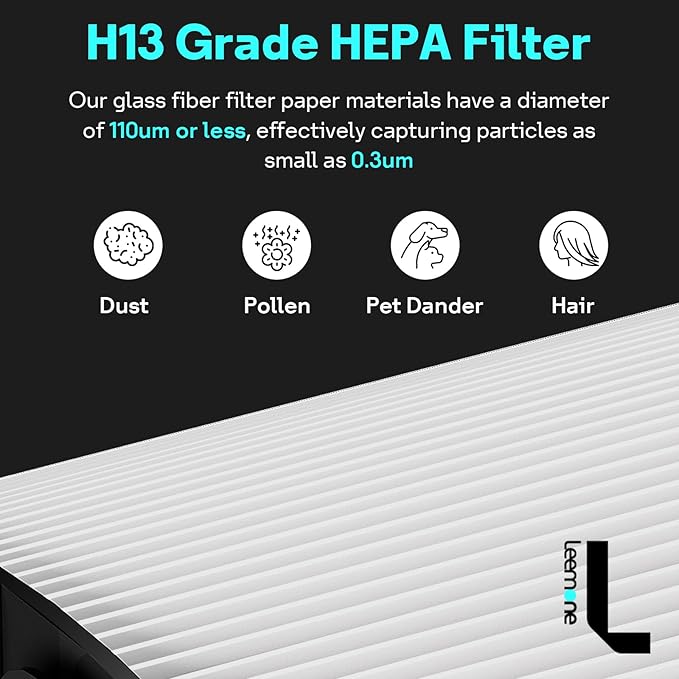 Leemone True HEPA+Carbon Filter 2-Pack Replacement for Dyson HP1 PH01 PH02 PH03 HP06 TP06 HP07 TP07 HP09 TP09 HP10 TP10 360° Combi Glass Purifying Fans, 2-in-1 Replacement Filters, 2 Pack