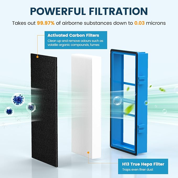 Colorfullife Replacement Filters for Holmes AER1 HEPA Type Total Air Filter Replacement Filter for HAPF30AT and HAP242-NUC, 4 HEPA + 8 Carbon Booster Filters