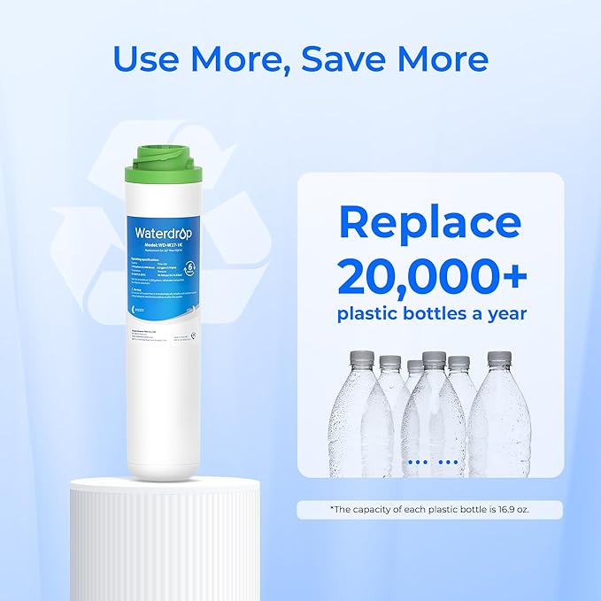 Waterdrop FQK1K Under Sink Water Filter, Replacement for GE FQK1K, FQK2J, GXK185K and GX1S50R, Reduces Chlorine, Taste&Odor for Purer Water, 1350 Gallons (Pack of 1)