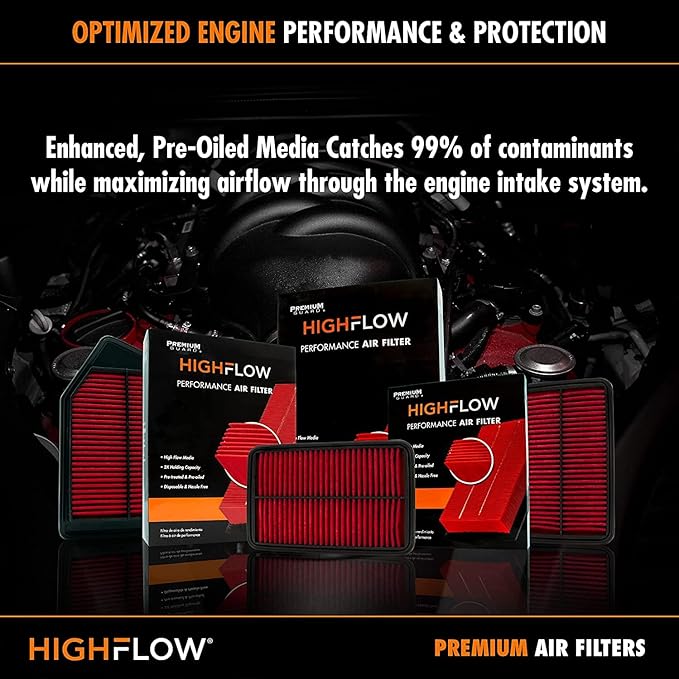 HIGHFLOW High Performance, Pre-Oiled Disposable Engine Air Filter PA6122X | Fits 2010-2024 Toyota 4Runner, 2010-2023 Lexus GX460, 2010-2014 Toyota FJ Cruiser