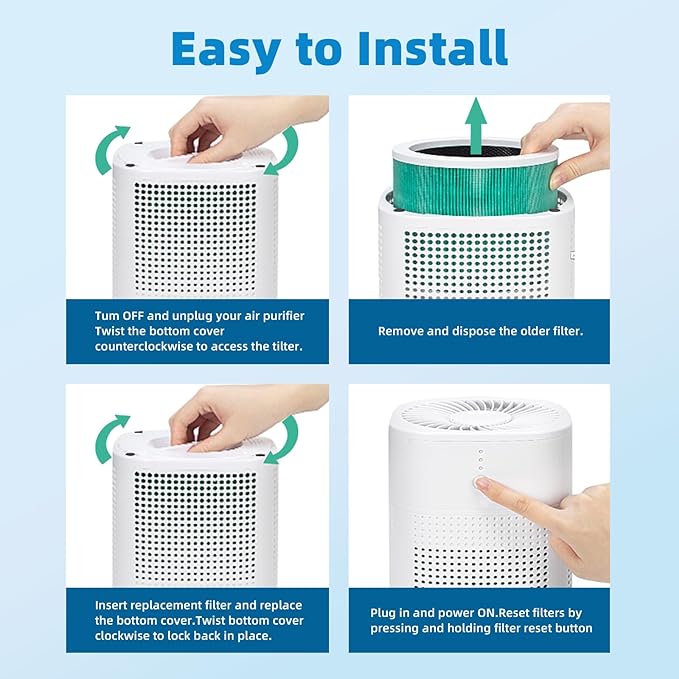 HY1800 Replacement Filter Compatible with MORENTO/CHIVALZ/Honeyuan HY1800 Air Purifier, 3-in-1 H13 True HEPA and Activated Carbon Filtration 2 Pack