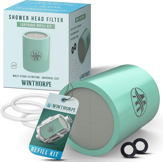 Winthorpe Shower Filter - 99.99% Chlorine Removal, Long Lasting Shower Head Filter for Colored Hair, No Fillers, Premium Shower Water Filter Solution (1 Pack)
