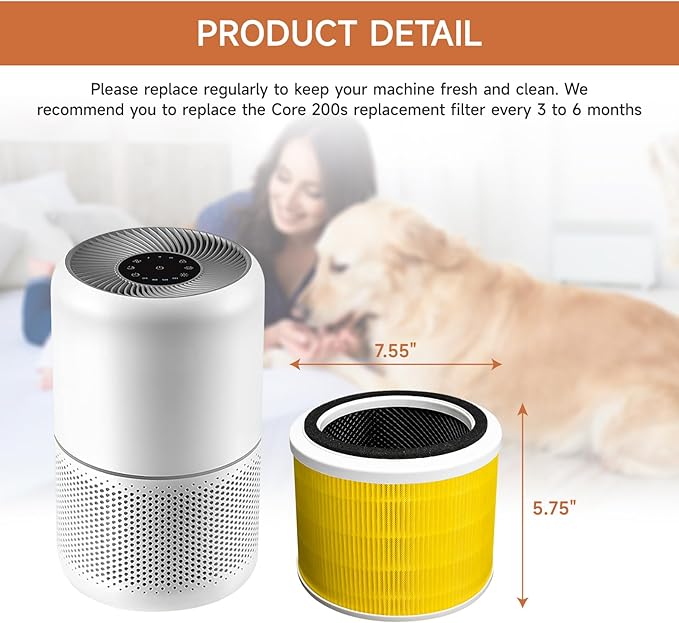 2 Pack Core 200S Replacement Filter Compatible with LEVOIT Core 200S and Core 200S-P Smart WiFi Air-Puri-fier