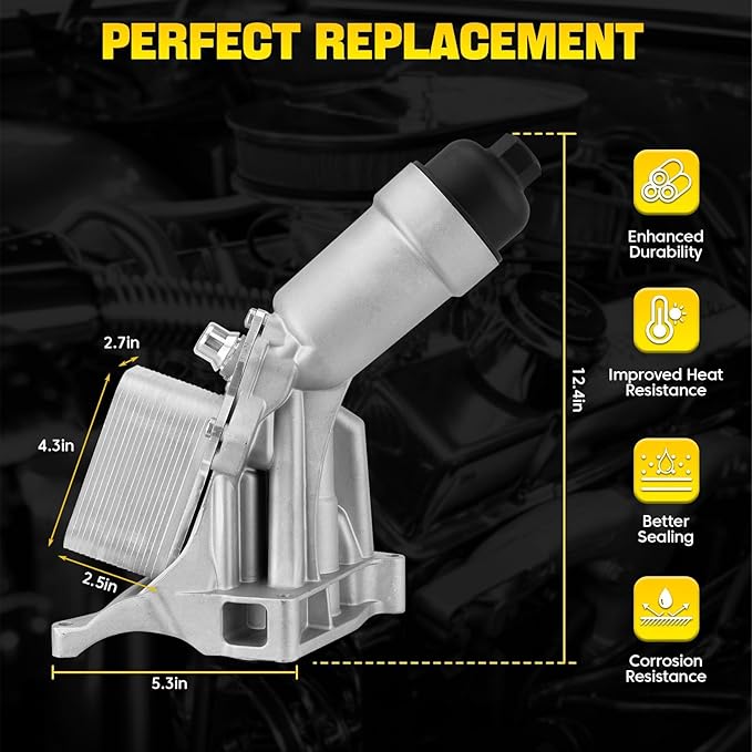 11428596283 Aluminium Oil Filter Housing Assembly Compatible with 2017-2022 BMW 230i 330i GT 330e 430i 530e 530i 740e xDrive X3 X4 Oil Cooler