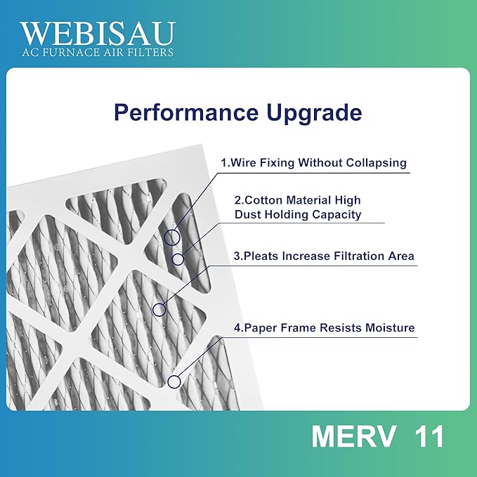 10x10x1 Air Filter MERV 11 MPR 1000 Furnace Filters Pleated HVAC AC Furnace Air Filters,Air Conditioner Filters 6Pack (Actual Size: 9.81"x9.81"x0.81")